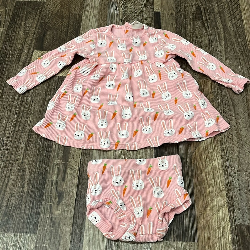 Organic Waffle Simple Dress & Bloomer